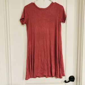 Love Cameron Women's Short Sleeve Casual Soft Jersey‎ Dress Mauve Size Small NWT